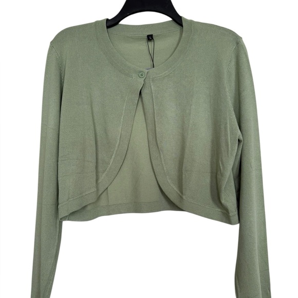 Sweaters - OmicGot Women’s Sz L Light Olive Green Cropped Bolero Cardigan Sweater NWT